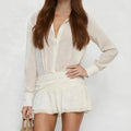 Long-Sleeve Pleated Shirt Dress